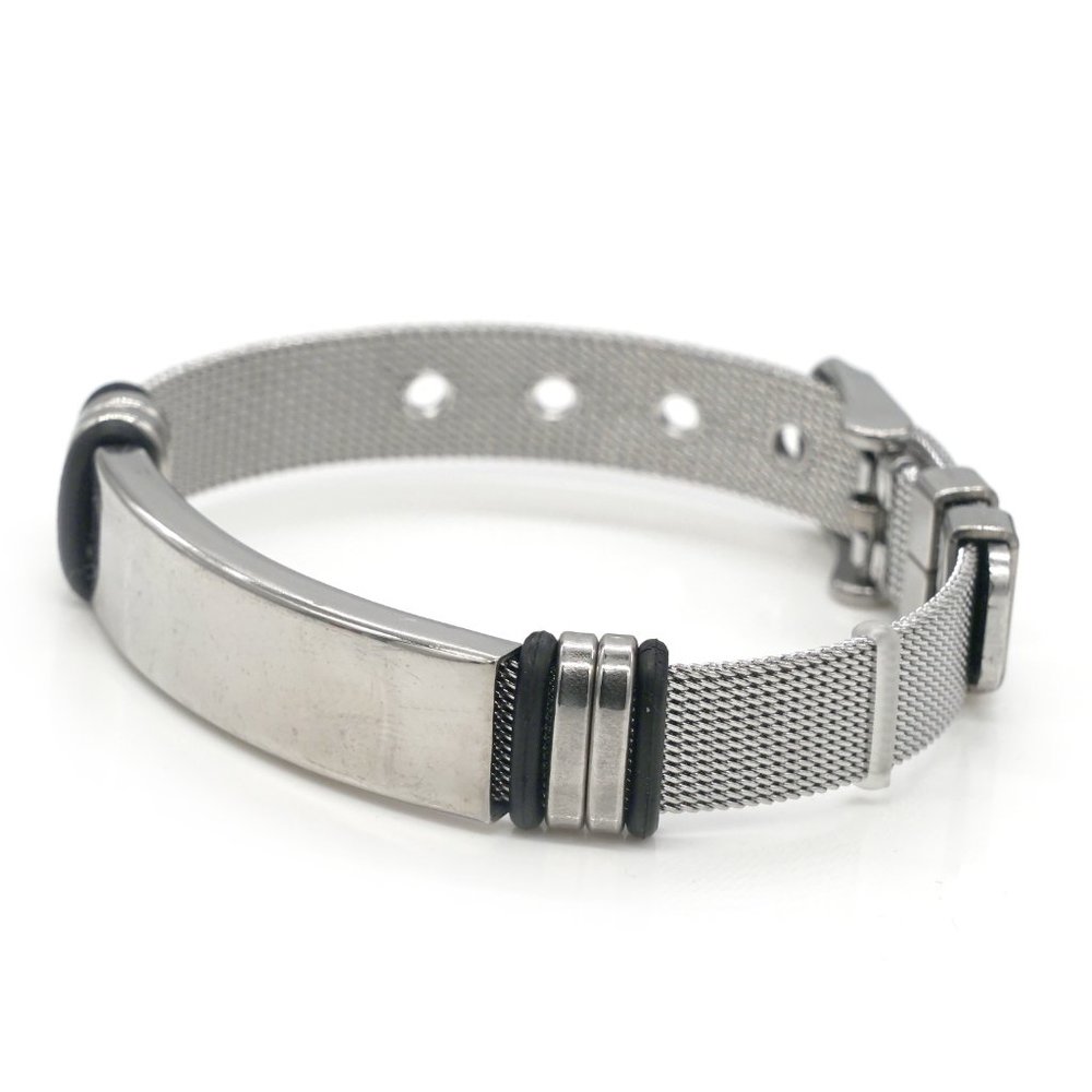 Mens mesh bracelet with personalized name plate. - Picture 2 of 4